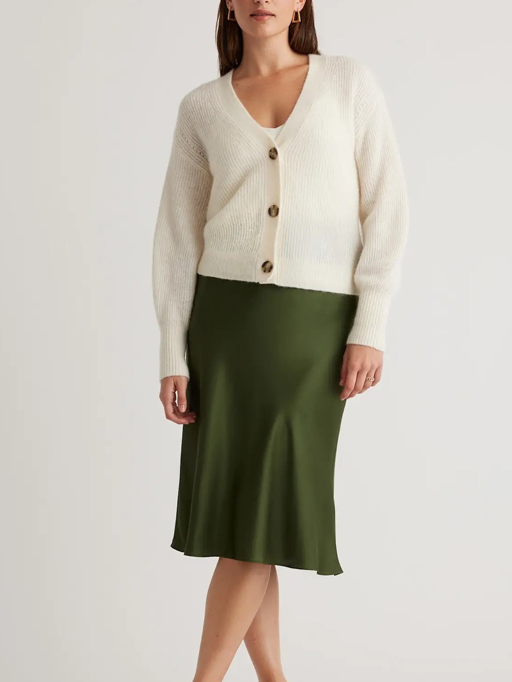 Quince Baby Alpaca-Wool Cropped Cardigan Ivory Size S